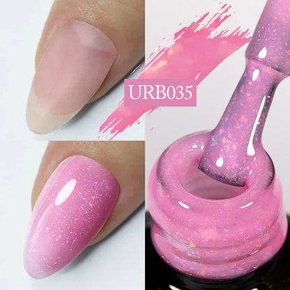 sengpan SUGAR Aurora Rubber Gel Nail Iridescent Pearl Effect Metallic Mirror Nails Manicure Soak Off UV LED No Wipe Top Coat Base Gel