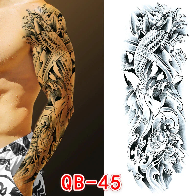 sengpan Large Arm Tattoo Sticker Full Sleeve Temporary Tattoos for Men Fish Wolf Tiger Tattoo Fake Tatoo for Women Waterproof Body Art