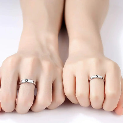 sengpan Sun Moon Couple Rings Set Open Adjustable Ring Eachother Lovers Minimalist ring gift Engagement Wedding Rings Bride Jewlery