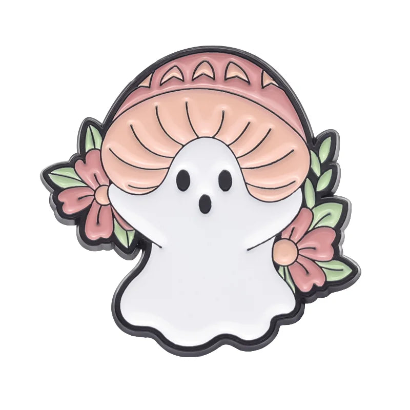 sengpan Fun Mushroom Pumpkin Ghost Enamel Pins Halloween Lapel Brooches Pin Clothes Hat Backpack Badges Jewelry Halloween Gift Wholesale