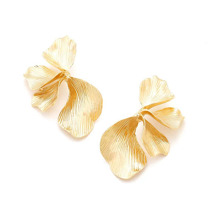 sengpan New Irregular Metal Flower Earrings for Women Statement Gold Silver Color Earring Jewelry Holiday Party Gifts