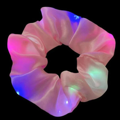 sengpan Colorful LED Hair Scrunchies Light Up Hair Bands Elastic LED Light Women Girls Hair Ties for Halloween Christmas Glow Part