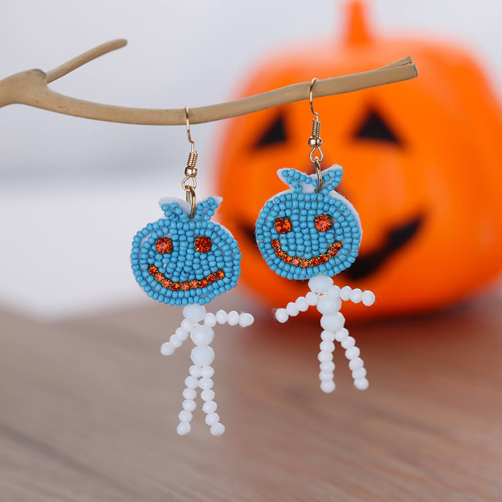 sengpan Cute Halloween Earrings for Women Stainless Steel Gold Plated Pumpkin Head Earring Boho Beads Jewelry Accessories Free Shipping