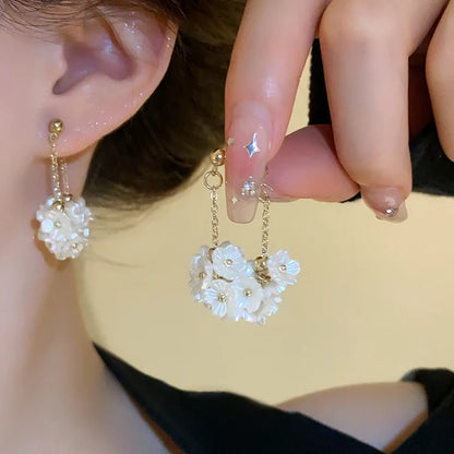 sengpan Fashion Trend Unique Design Elegant Delicate Zircon Rose Flower Circle Earrings For Women Jewelry Wedding Party Premium Gifts