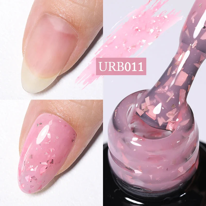 sengpan SUGAR Aurora Rubber Gel Nail Iridescent Pearl Effect Metallic Mirror Nails Manicure Soak Off UV LED No Wipe Top Coat Base Gel