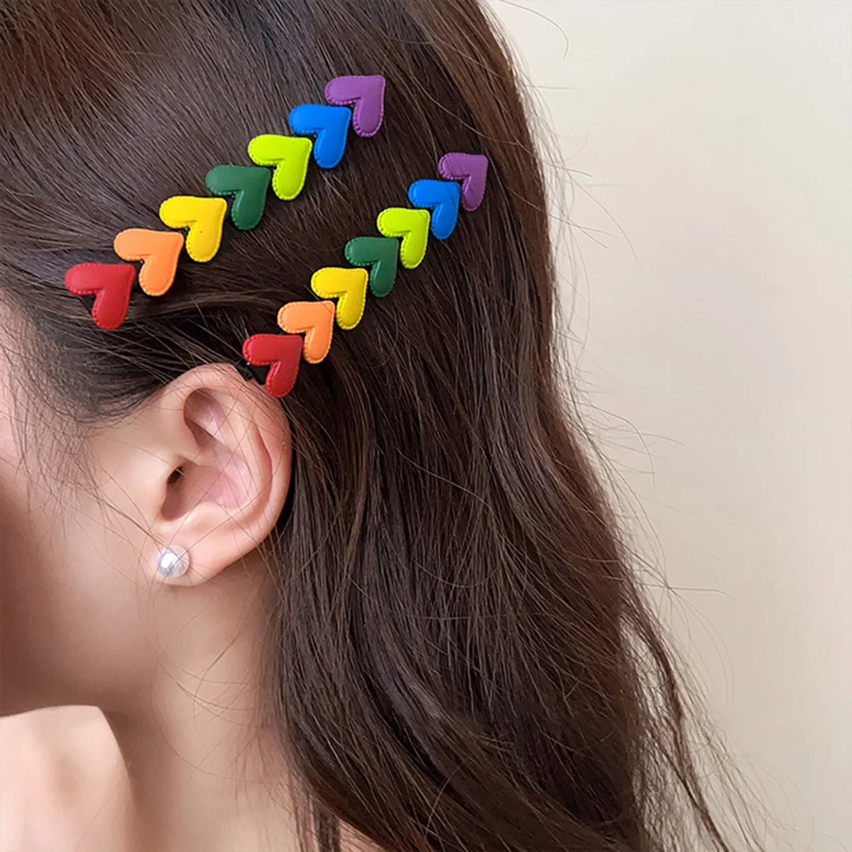 sengpan New Korean Cute Rainbow Love Heart Hairpins Hairgrips Summer Color Barrettes Hair Clips for Women Girls Hair Accessories