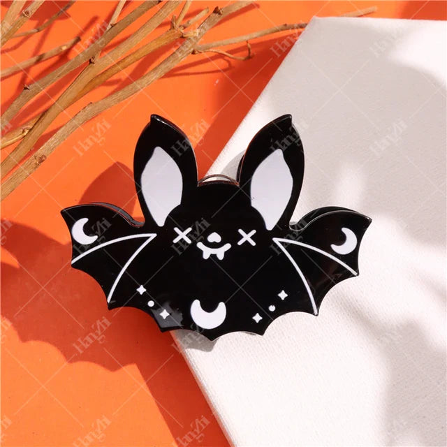 Lianfudai Halloween Hair Accessories Ghost Hair Clip for Women Girls Red Horns Hairpin Skull Claw Y2K Gothic Hair Jewelry New HangZhi