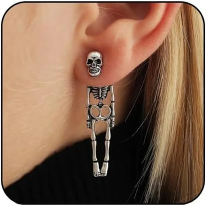 sengpan Punk Halloween Earrings for Women, Spooky Skull Skeleton Dangle Earrings for Women,Bloody Knife Drop Earrings,Scary Halloween Pa