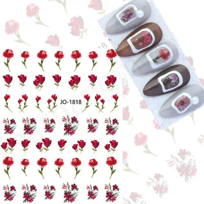 sengpan Simple Flowers 3D Nail Stickers Spring Summer Blossom Floral Tulip Fruit Nail Art Decals Adhesive Sliders Manicure Decorations