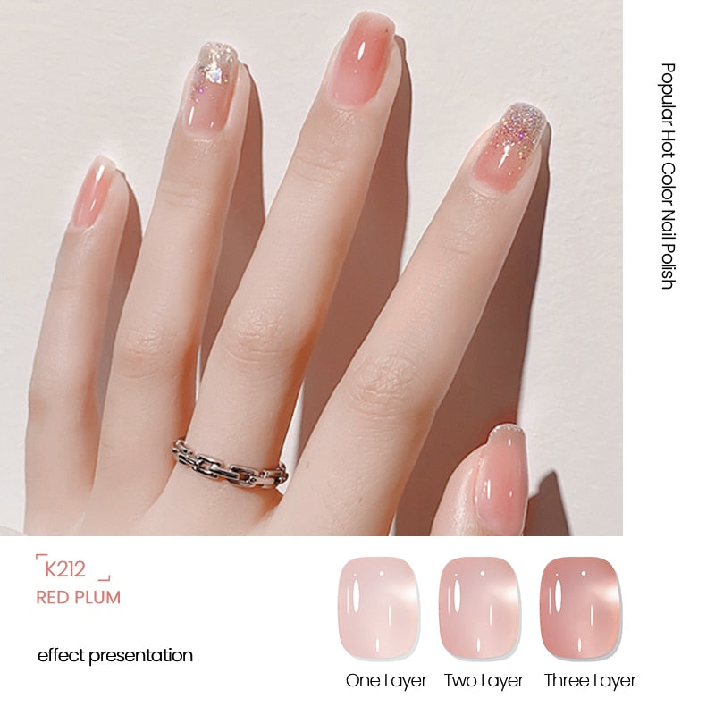 sengpan Nail Gel Polish 12ml Translucent Nude Jelly Gel Nail Polish Semi Permanent Soak Off UV LED Gel Varnish Nail Art Manicure