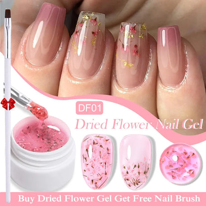 sengpan 8ml Dried Flower Gel Nail Polish Natural Flower Floral DIY Nail Art Semi Permanent UV Gel Soak Off Painting Varnishes