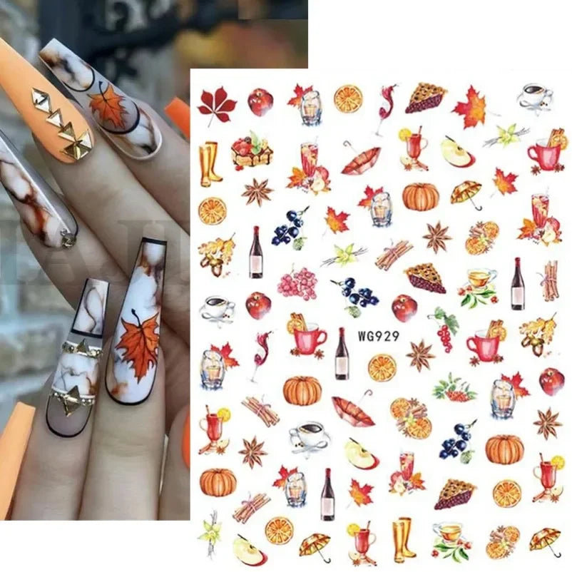 sengpan Simple Flowers 3D Nail Stickers Spring Summer Blossom Floral Tulip Fruit Nail Art Decals Adhesive Sliders Manicure Decorations