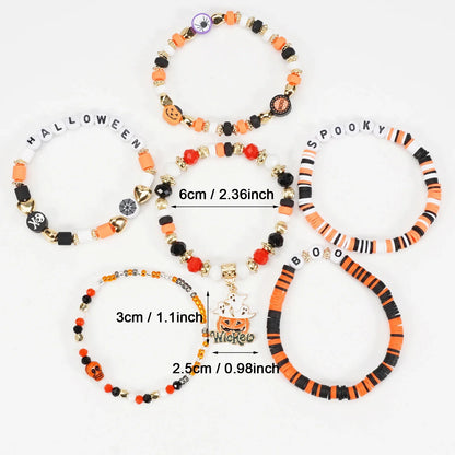 sengpan Halloween female bracelet spider pumpkin pendant stackable Halloween bracelet elastic multilayer bracelet