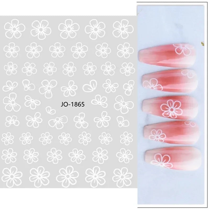 sengpan Simple Flowers 3D Nail Stickers Spring Summer Blossom Floral Tulip Fruit Nail Art Decals Adhesive Sliders Manicure Decorations