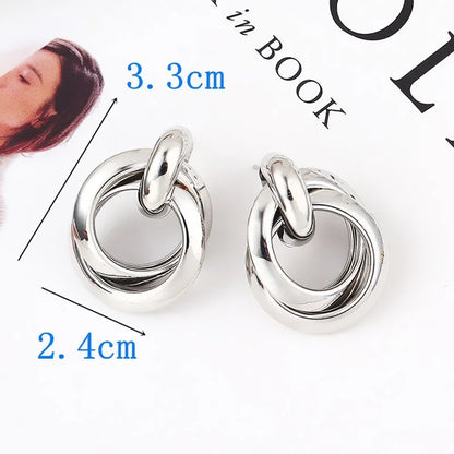 sengpan Hiphop Exaggerated Irregular Metal Dangle Earrings Spiral Twist Knot Geometry Round Smooth Rock Ear Brincos Jewelry Gift