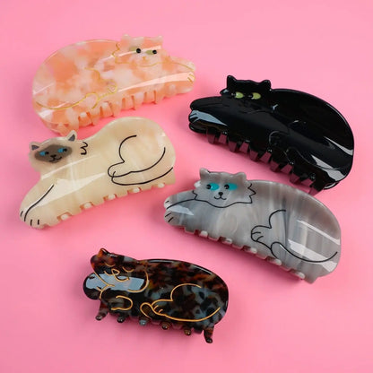 sengpan New Ins Hot Cat Amber Cat Scratch Clip Acetate Claw Clip Hair Clips Cartoon Cute HairPin Striped Styling Tool Hair Accessories