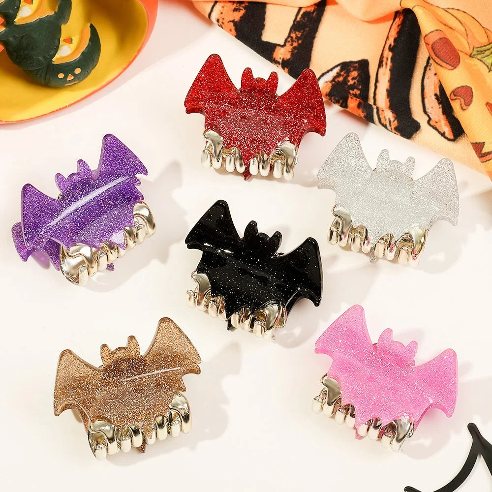 sengpan 8cm Halloween Bat Lady Hair Clip Festive Personality Funny Back of Head Hair Clip Shark Clip Cute Fashion Hair Accessory