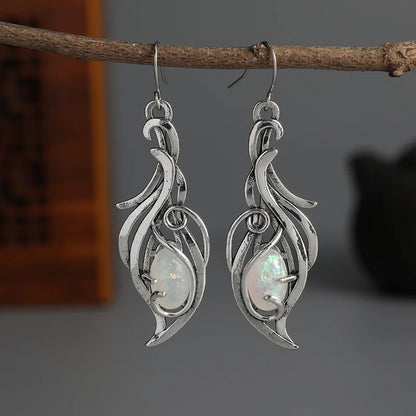 sengpan Bohemian Opal Dangle Earrings - Elegant Silver Plated Jewelry ForHolidays and Special Occasions