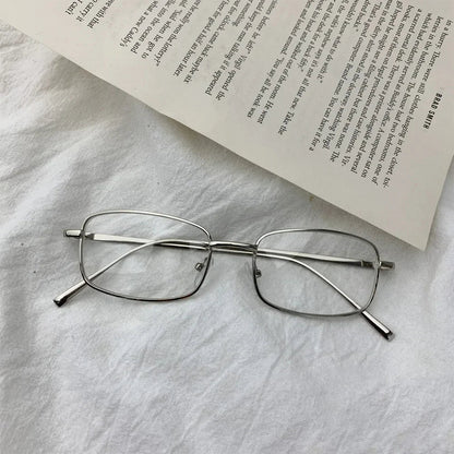 sengpan Japanese Style Harajuku Square Glasses Frame for Women No Makeup Fashion  Y2K Metal Anti-blue Glasses Men Retro Reading Glasses