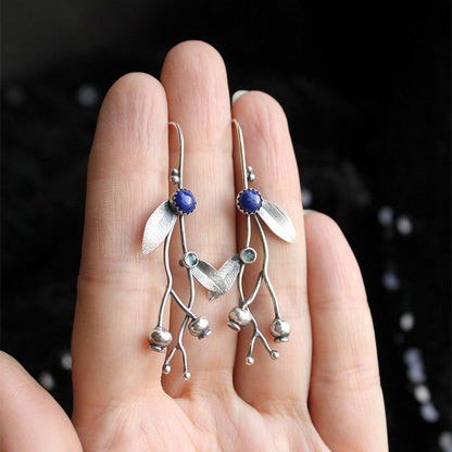 sengpan Silver color earrings Ivy Elven earrings Botanical jewelry Plant earrings Leaf design