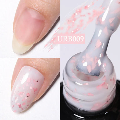 sengpan SUGAR Aurora Rubber Gel Nail Iridescent Pearl Effect Metallic Mirror Nails Manicure Soak Off UV LED No Wipe Top Coat Base Gel