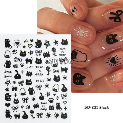 sengpan 5D Embossed Ghost Nail Art Stickers Halloween Cartoon Pumpkin Skull Nail Decals Spider Web Daisy Sliders For Manicure NTJI-5D131