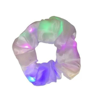 sengpan Colorful LED Hair Scrunchies Light Up Hair Bands Elastic LED Light Women Girls Hair Ties for Halloween Christmas Glow Part