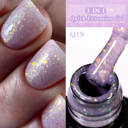 sengpan 7ML Gold Foil Quick Extension Gel Nail Polish Nude Purple Nail Flakes Vernis Semi Permanent UV Gel Nail Art Hard Gel