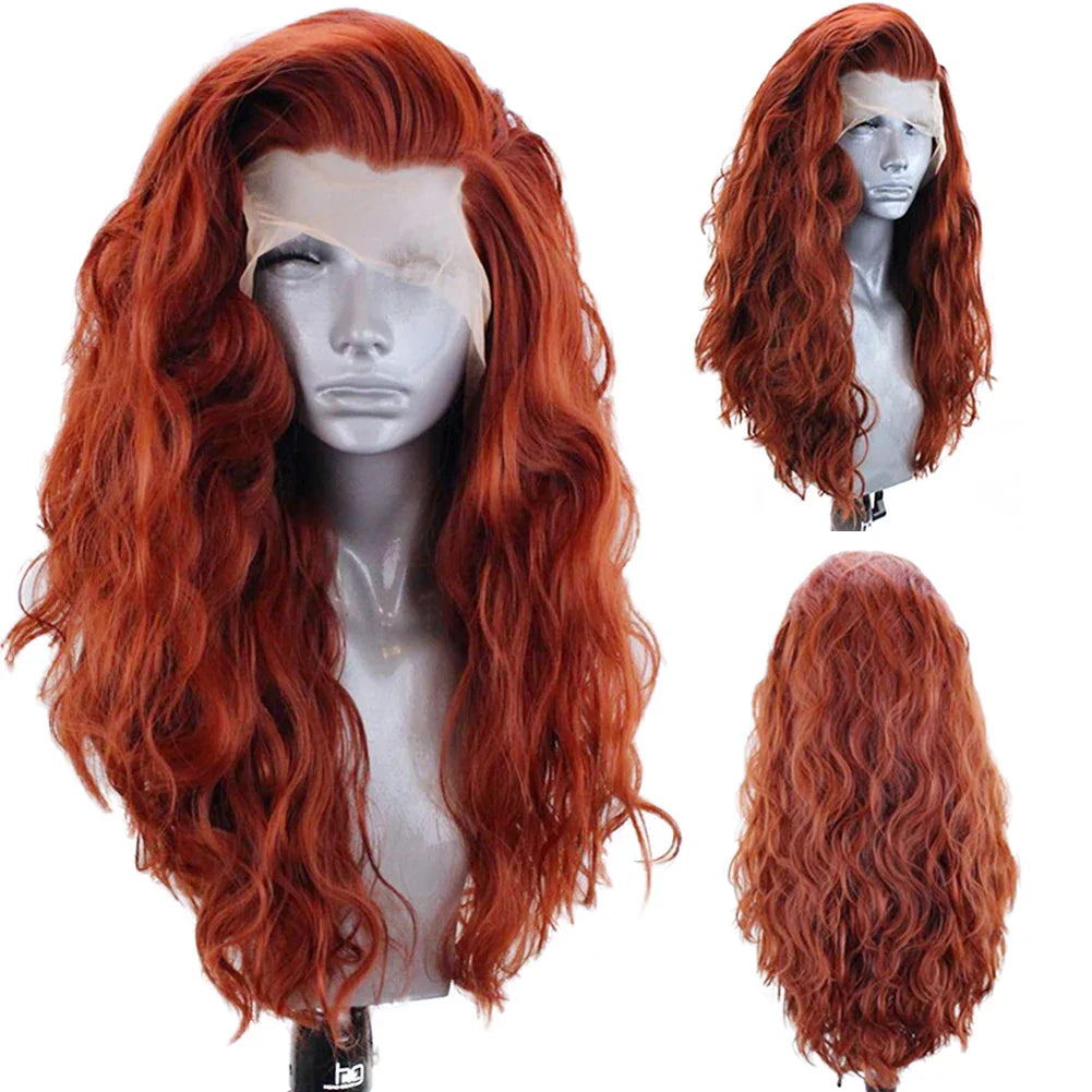 sengpan White Loose Body Wave Synthetic Wig Long Wavy Lace Front Wigs for Women Cosplay Costume Party Hair Wig