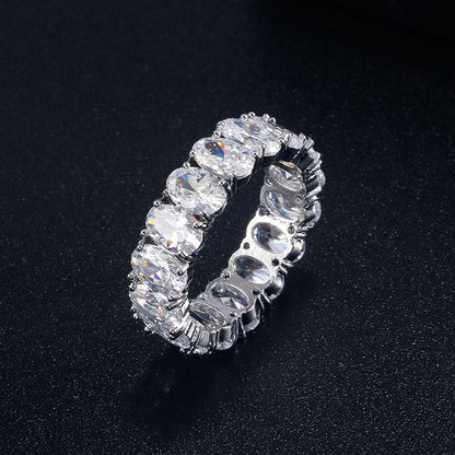 sengpan Handmade Inlay Crystal Zircon Ring AAA Zircon Wedding Band Rings for Women Finger Accessory Party Anniversary Jewelry Gifts