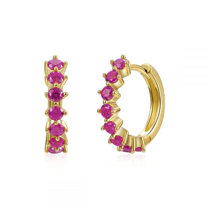 Lianfudai Violet Cubic Zirconia Hoop Dangle Earrings For Women Fashion Gold Plated Earring Set 2024 Jewelry Accessories Wholesale