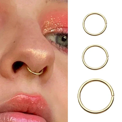 sengpan 3pcs Round Shaped Fake Nose Ring Hoop Septum Rings Stainless Steel Nose Fake Piercing Oreja Pircing Jewelry Nose Ring Piercing