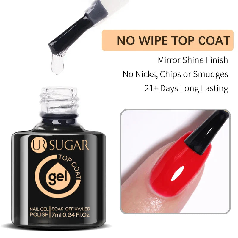 sengpan SUGAR Aurora Rubber Gel Nail Iridescent Pearl Effect Metallic Mirror Nails Manicure Soak Off UV LED No Wipe Top Coat Base Gel