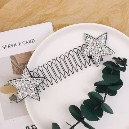 sengpan Y2K Diamond Star Hair Comb Women Back Brain Spoon Fragment Hair Sorter Kids Spring Small Hairpin Comb Hairstyle Fixator Headwear