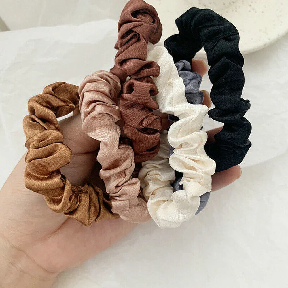 Dospita 6pcs/set Solid Color Elastic Scrunchie Hair Ties for Women Elastic Hair Bands Girls Sport Gym Hair Scrunchies Rubber Bands