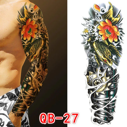 sengpan Large Arm Tattoo Sticker Full Sleeve Temporary Tattoos for Men Fish Wolf Tiger Tattoo Fake Tatoo for Women Waterproof Body Art