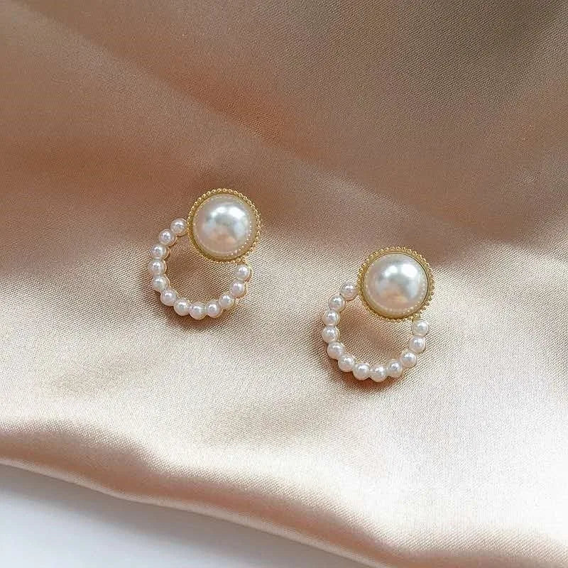 sengpan Simple Exaggerated Large Pearl Stud Earrings for Women Wedding Bridal Korean Imitation Pearl Earrings Office Jewelry Gifts