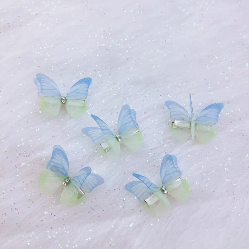 Lianfudai 5PCS New Cute Princess Mesh Double-layer Butterfly Girls Hairpins Children Headwear Lovely Hairgrip Hair Clips Hair Accessories