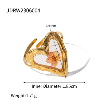 sengpan Retro Eternity Flower Design 18K Gold Plated Jewelry Adjustable Stainless Steel Waterproof Ring For Ladies Jewelry Gift