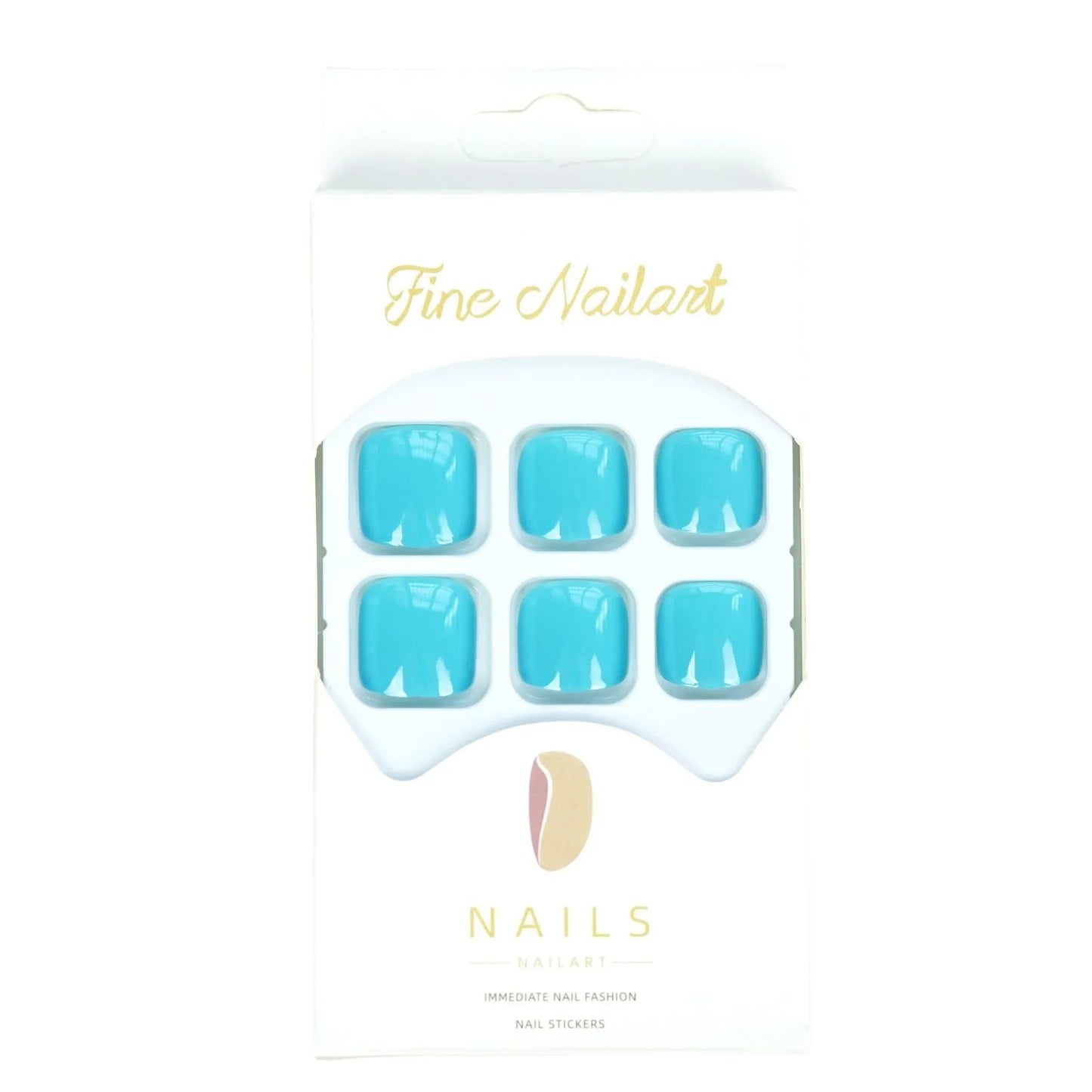 sengpan 24Ps Glossy Lake Blue Press on Toe Nails Artificial Acrylic Fake Toenails Full Coverage Removable Wearable Toe Nail Art Finished