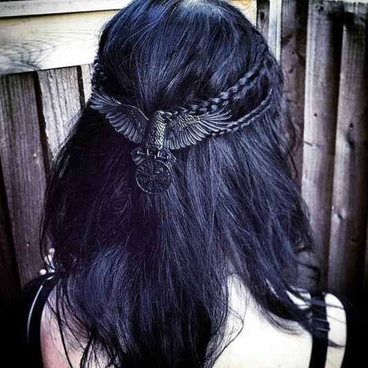 sengpan Unique Viking Black Oversized Crow Hair Clip Accessories For Women Vintage Goth Punk Raven Wing Hairpin Jewelry Haarschmuck