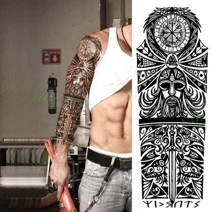 sengpan Waterproof Temporary Tattoo Sticker Anubis Ancient Egypt Greece Zeus Eye Full Arm Fake Tatto Flash Tatoo Sleeve for Men Women