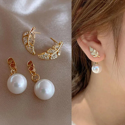 sengpan 2024 New Bright Crystal Luxury Korean Unusual Claw Stud Earrings Ear Piercing Hook Irregular Pearl Christmas Jewelry Gift