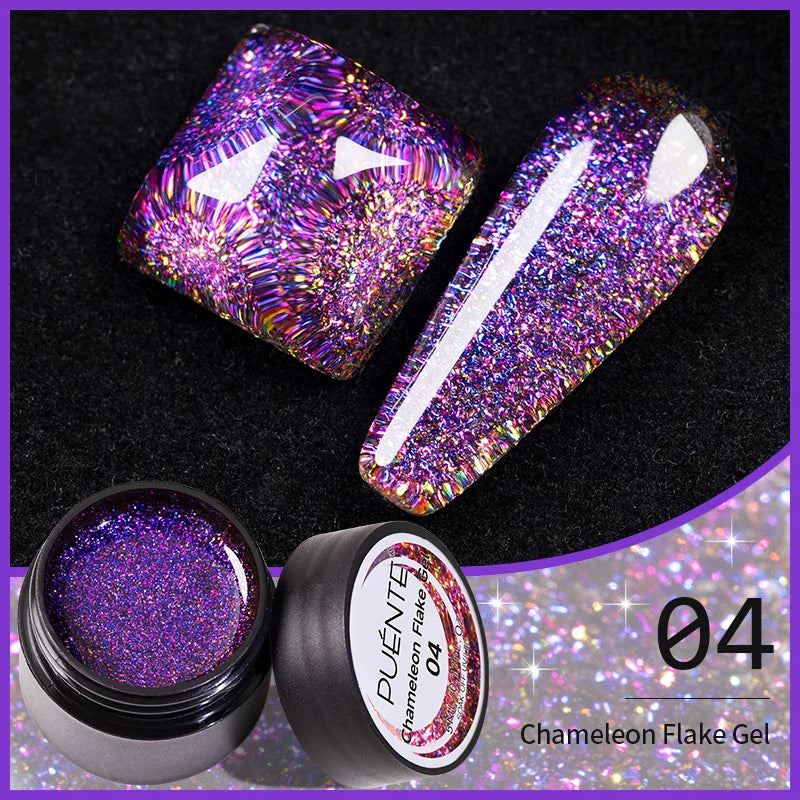 sengpan Sparkling Summer Glitter Sequins Gel Nail Polish 5ML Cream Puff Gel Soak Off UV Nail Gel Semi-permanent Varnish For Manicure