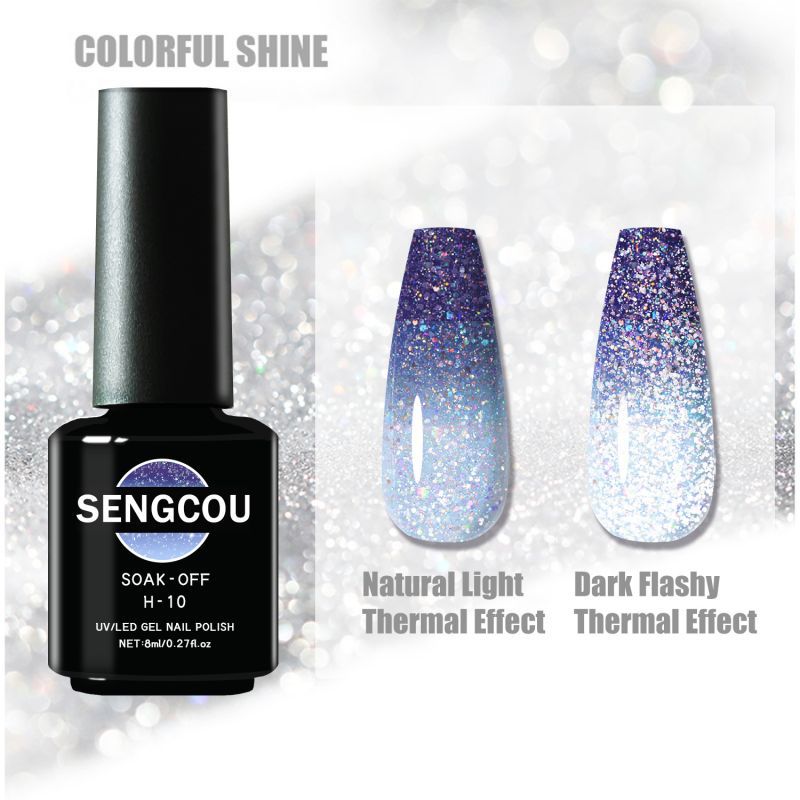 sengpan 7.3ml Thermal Gel Polish More Colors Temperature Color Changing Glitter UV Gel Varnish Soak Off UV LED Gel Lacquers Nail Polish