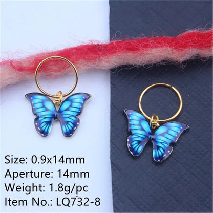 sengpan 5-20pcs Boho Butterfly Hair Ring Dreadlocks Beads Hair Braid Rings Clips Dread Locks Hair Braiding Accessories