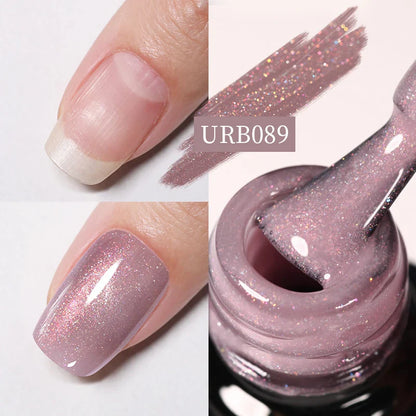 sengpan SUGAR Aurora Rubber Gel Nail Iridescent Pearl Effect Metallic Mirror Nails Manicure Soak Off UV LED No Wipe Top Coat Base Gel