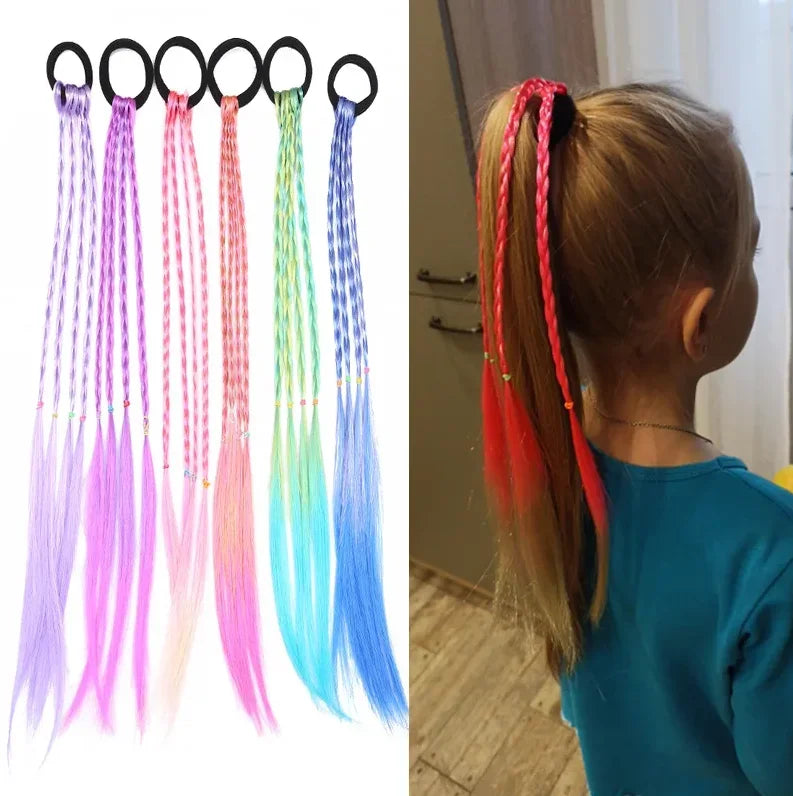 sengpan Korean Fashion Kids Wig Braids Girls Dirty Braid Hair Rope Children Gradient Barrettes Headwear Baby Kids Hair Accessories