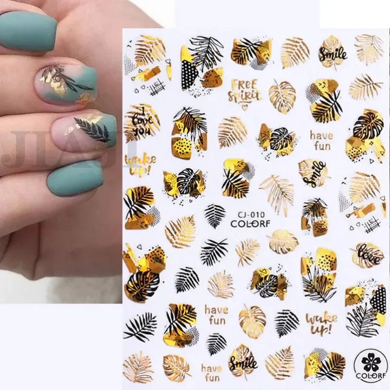 sengpan Simple Flowers 3D Nail Stickers Spring Summer Blossom Floral Tulip Fruit Nail Art Decals Adhesive Sliders Manicure Decorations