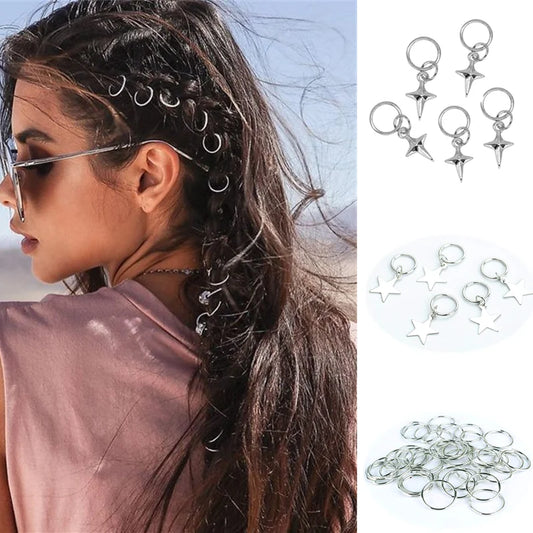 sengpan 5-50Pcs/Pack Silver Different Styles Charms Hair Braid Dread Dreadlock Beads Clips Cuffs Rings Jewelry Dreadlock Accessories